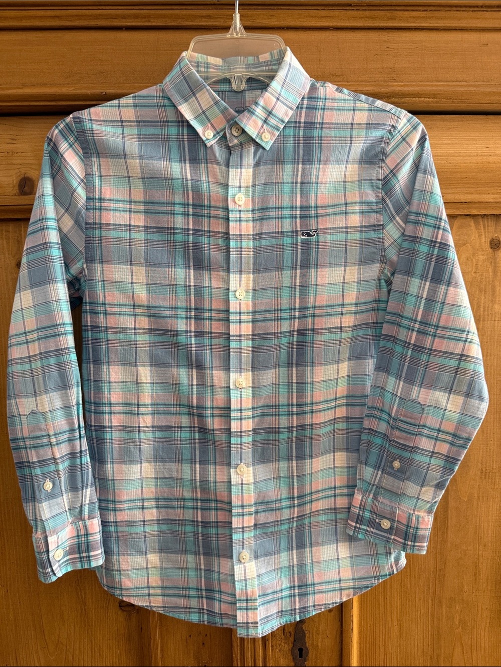 Vineyard Vines Plaid Button-Down Shirt in Light Blue & Pink